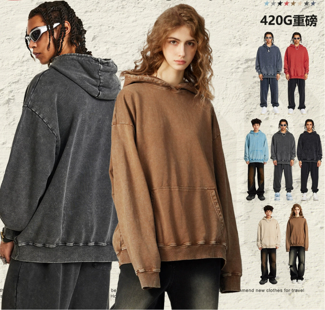 Men's 2025 fall and winter tide loose sweater men's American style do old batik couples wear heavyweight men's sweater