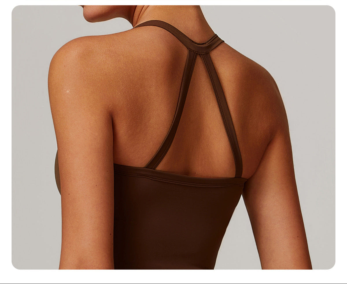 Brushed Back Yoga Tank Top Quick Dry Fitness Top Outer Wear Running Sports Tank Top Female